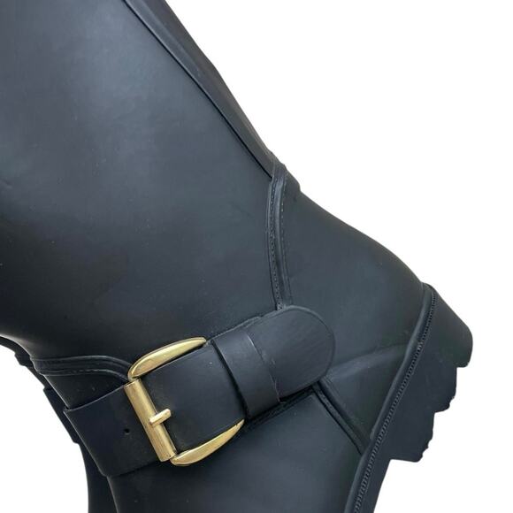 Steve Madden Dreench Black Rubber Knee High Rain Boots - Picture 7 of 9